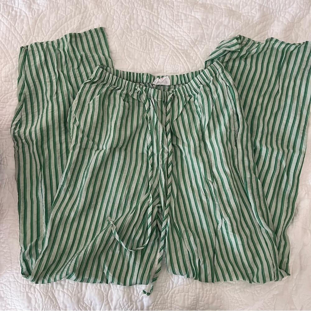 striped green pants